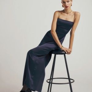 REFORMATION Frankie Silk Dress - Navy